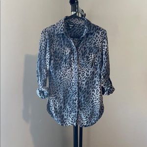 Leopard Print Button Up Blouse